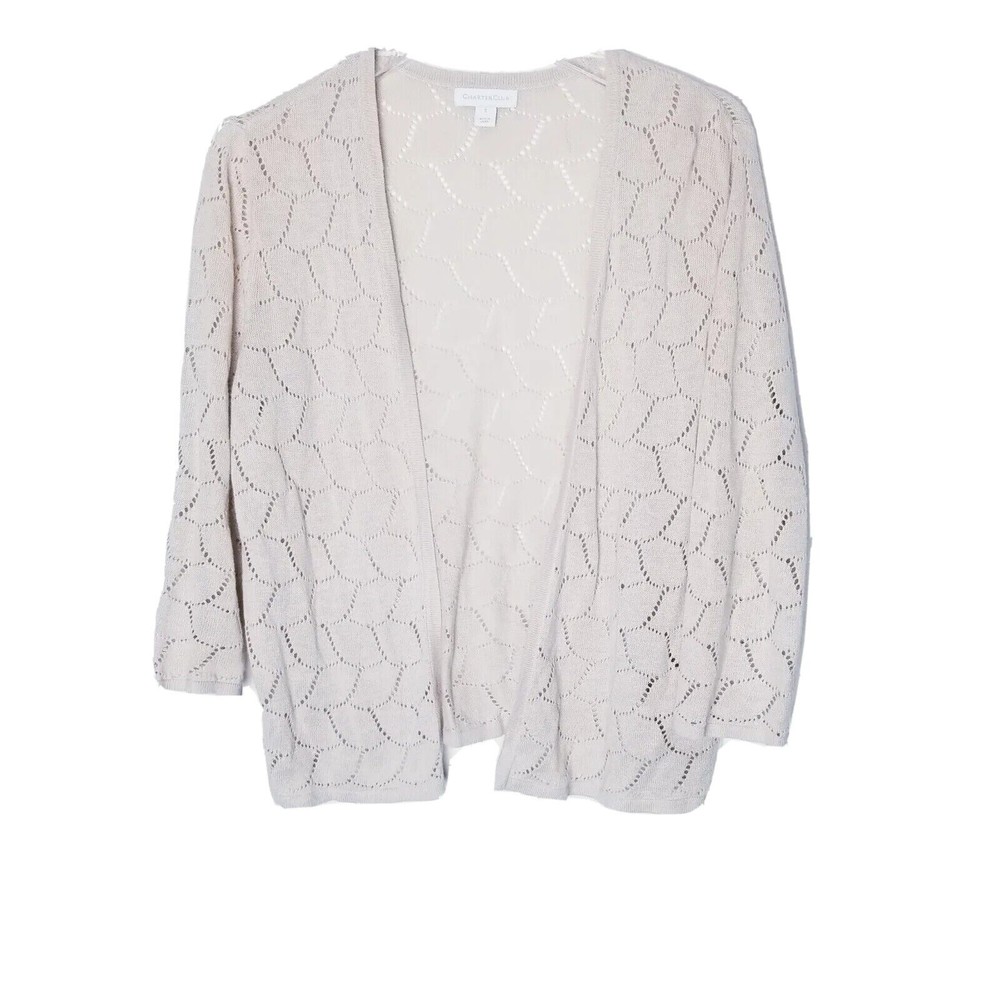 Charter Club Perforated Open Front Sweater Cardigan Women Size Small